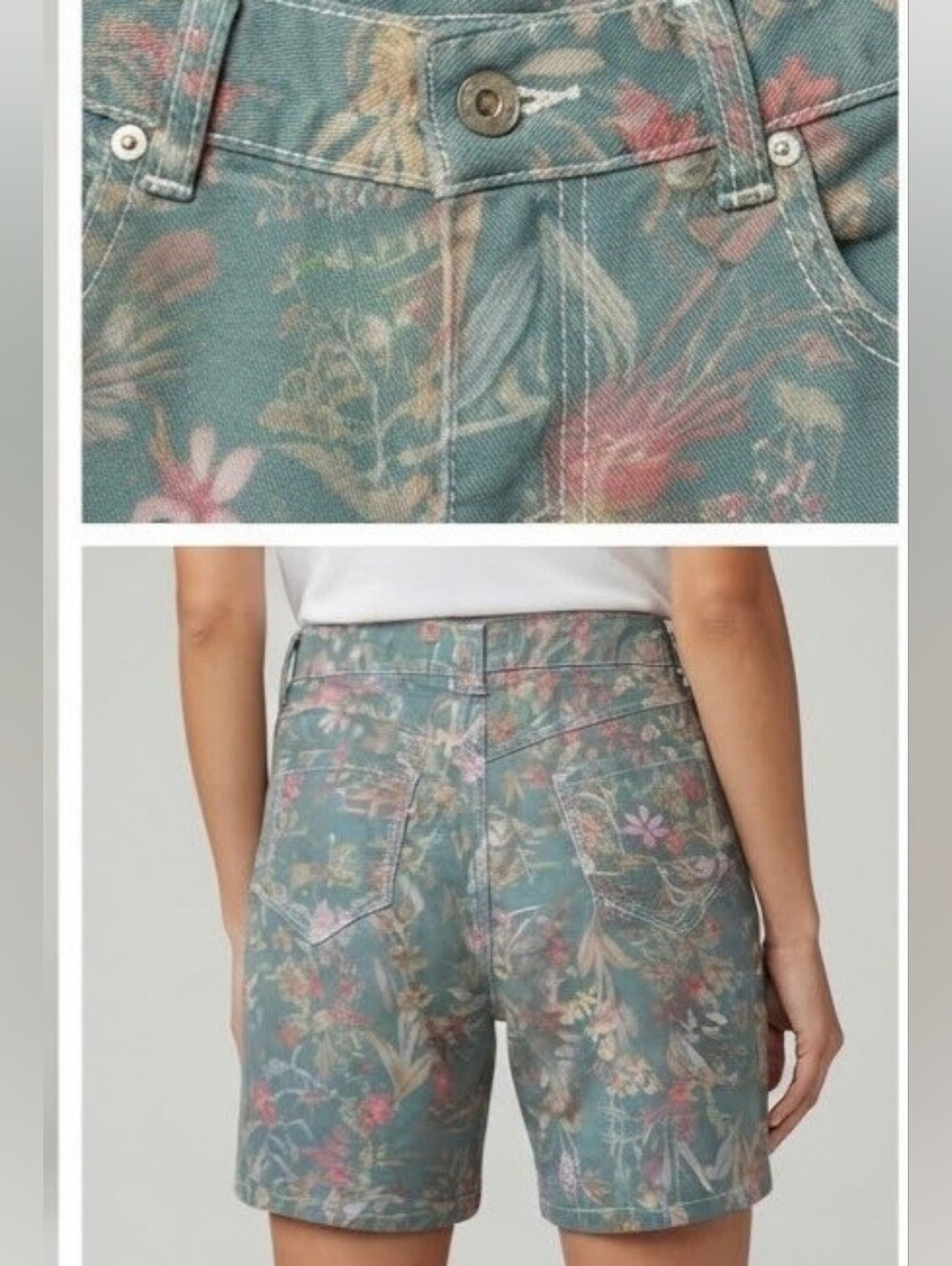 Vintage Broadway Nic Fashion Made In Italy Floral Tapestry Denim Shorts Medium